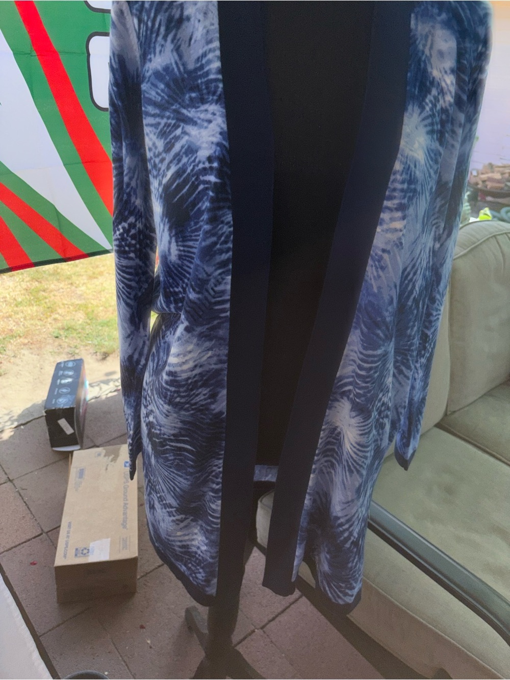 Blue Patterned Open Front Cardigan by lands end  new sample ( sample)